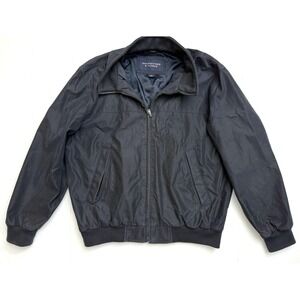 Roundtree & Yorke Mens Navy Blue Full Zip Bomber Jacket Fleece Collar Large